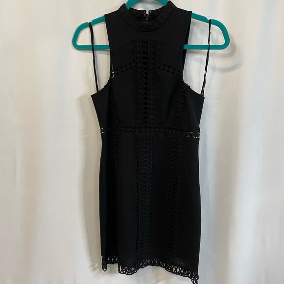 Free People Sky Scraper Black Mini Dress High Neck Sheer Women XS - Picture 3 of 8